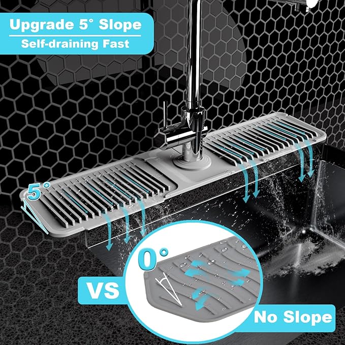 Folding sink splash guard behind faucet-faucet mat for kitchen sink-silicone kitchen faucet mat-faucet draining mat of sink accessories with button lock