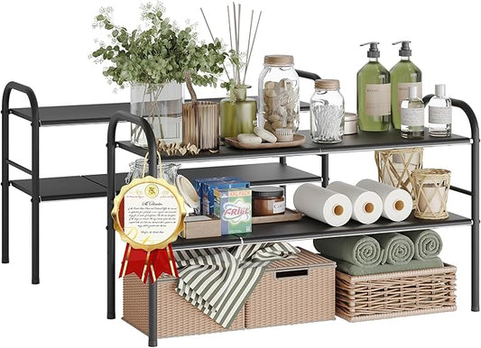 2 Pack Under Sink Organizers and Storage, Shoe Storage Rack