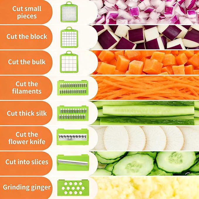 Thalirem 17-in-1 Vegetable Chopper, Mandoline Slicer with Container & 4 Blades - Multi-Function Food Grater for Chopping, Slicing, Dicing Onion, Potato, Cheese - Space Saving Kitchen Gadgets