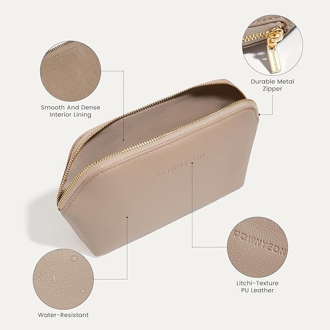ROWNYEON Small Makeup Bag for Purse, Mini Portable Cosmetic Bags for Women, PU Leather Coin Purse Lipstick Cosmetic Accessories Organizer, Travel Makeup Pouch Zipper Pouch for Men Women