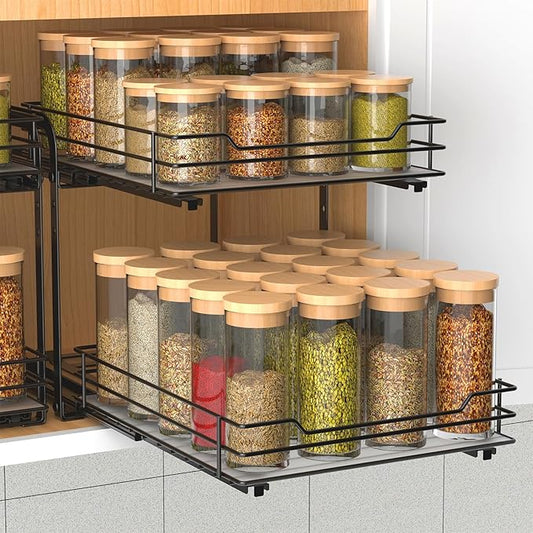 BOIVSHI 2-Tier Spice Rack - 9.5'' Adjustable Cabinet Organizer