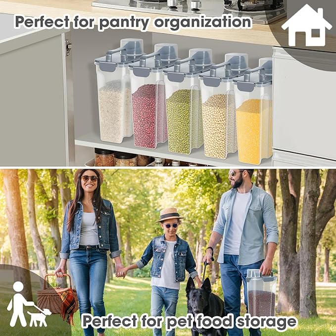 TBMAXS Rice Storage Container 10 Lbs, Airtight Food Dispenser with Large Spout and Cup for Pet Dog Cat Food Storage 7 Lbs