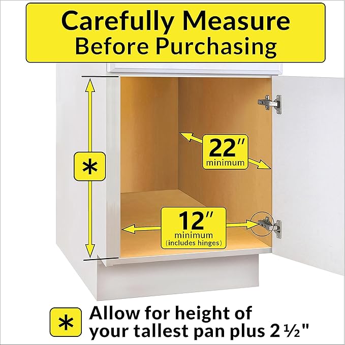 LYNK PROFESSIONAL® Pull Out Cabinet Organizer for Pots and Pans – Under Cabinet Pots and Pans Organizer – Cabinet Slide Out Shelves – Pot and Pan Lid Organizer Rack for Cabinet - 11" W x 21" D, Chrome