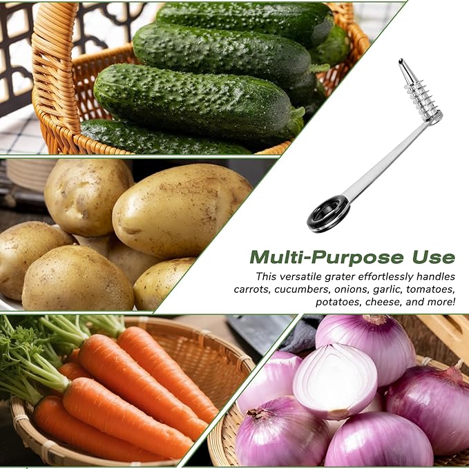1 Pc Spiral Potato Cutter, Piranha Manual Spiral Screw Slicer for Vegetable, Stainless Steel Curly Fry Cutter, Spirals Slicer for Potatoes, Cucumbers and Carrots