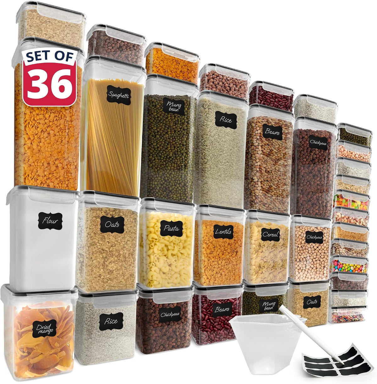 Pantry Organizers and Storage (36 Sets) Food Containers with Lids
