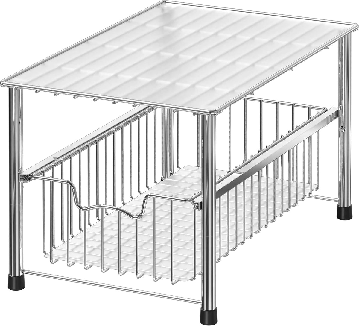 Chrome Metal Stackable Storage Rack, 16.75 in L x 10.8 in W x 10.25 in H