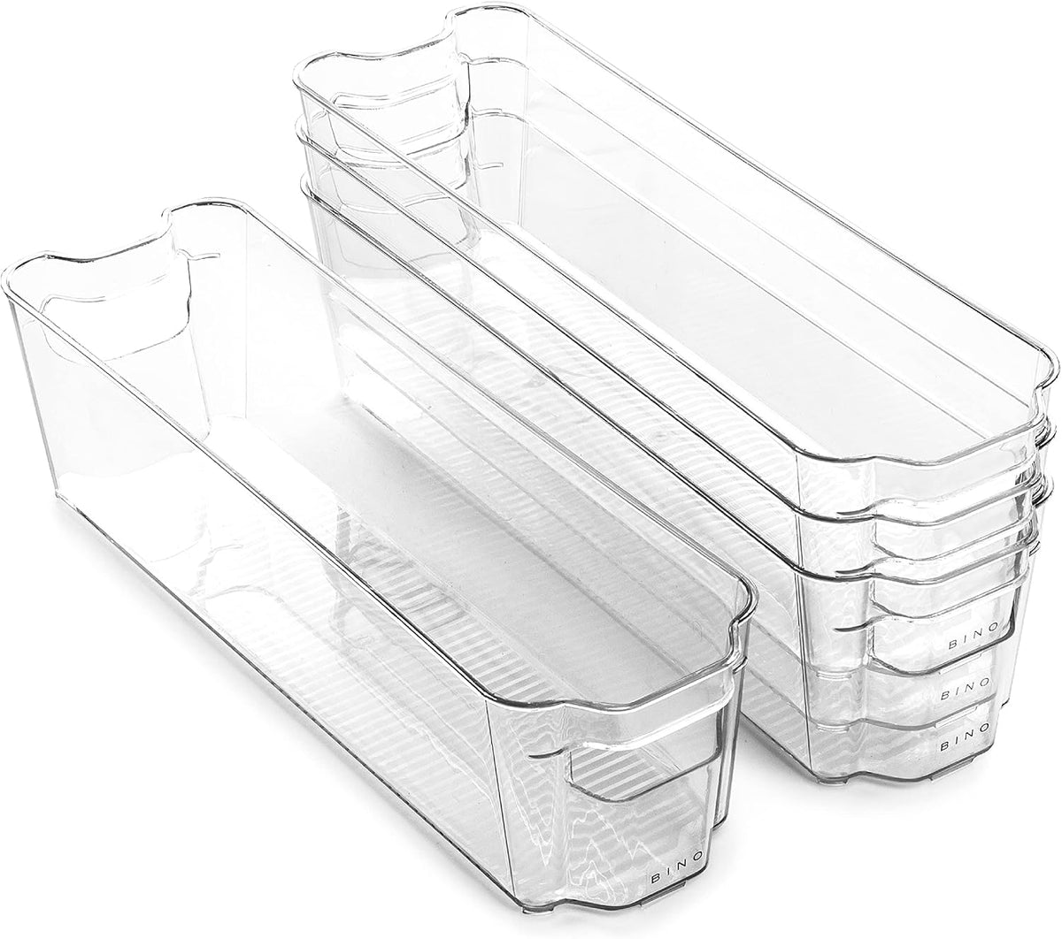 Stackable Storage Bins, Small - 4 Pack | The Stacker Collection | Clear Plastic Storage Bins | Organization and Storage Containers for Pantry & Fridge | Multi-Use Organizer Bins | BPA-Free