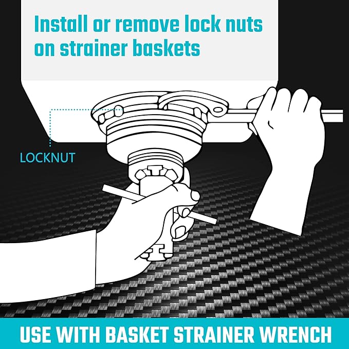 DURATECH Sink Strainer Lock Nut Wrench, Adjustable up to 4-3⁄4" Capacity Upgrade Jaw, for Install or Remove Strainer Basket Lock Nuts