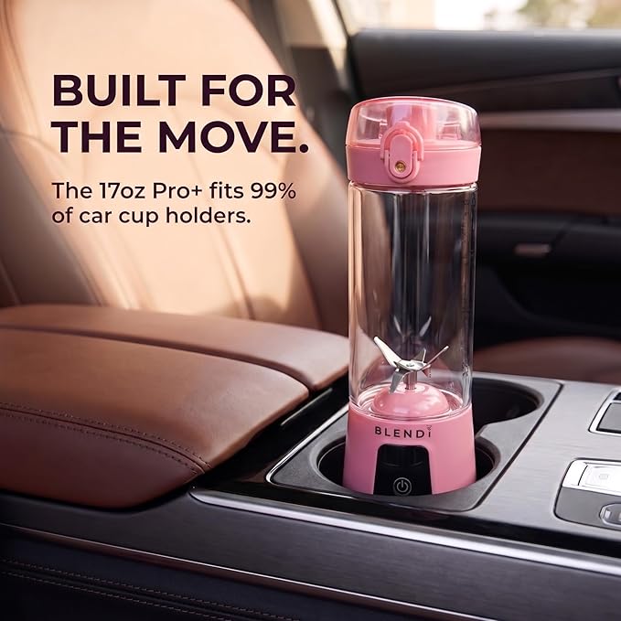 BLENDi Pro+ Portable Blender (17.5oz, Blush) – Upgraded 120W Motor, USB-C Rechargeable, Cordless Personal Blender – BPA-Free, Self-Cleaning, Travel-Friendly New 2025 Model
