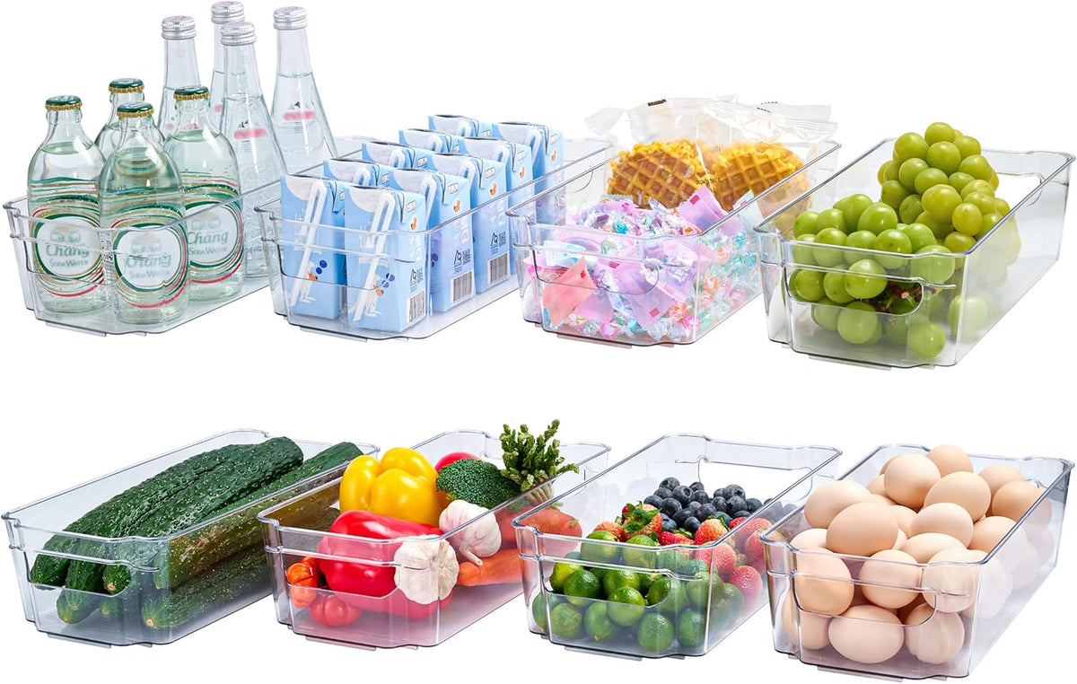 Clear Plastic Storage Bins, 8 Pack