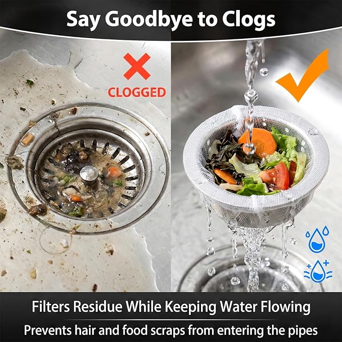 RAINFLOW 400 Pack Kitchen Sink Strainer Mesh Bag - Disposable Sink Drain Covers,Kitchen Essentials Sink Filter Nets, Anti-Clogging Sink Drain Strainer Collecting Leftovers, Hair, Debris