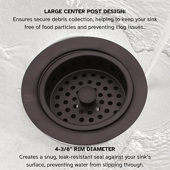 Westbrass A2165-12A 4-1/4" OD Post Style Large Kitchen Basket Strainer with Waste Disposal Flange and Stopper Drain Set, Antique Bronze