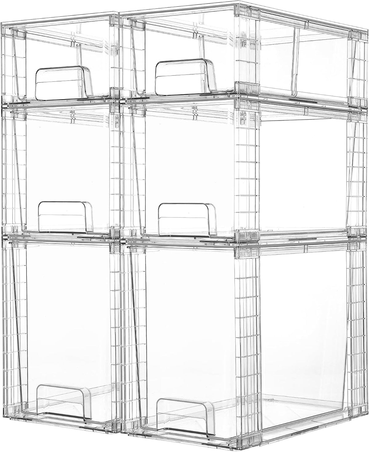 Clear Stackable Storage Drawers, 6 Pack Tall Organizer Set