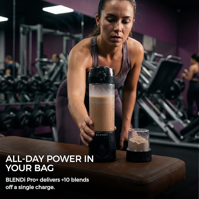 BLENDi Pro+ Portable Blender (17.5oz, Black) – Upgraded Ice Crushing 120W Motor, USB-C Rechargeable, Cordless Personal Blender Smoothies & Shakes – BPA-Free, ravel-Friendly (NEW)