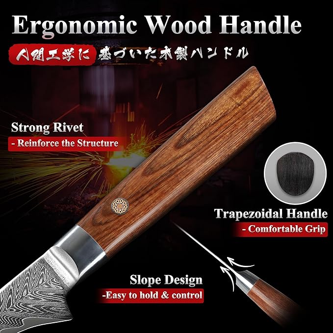 Dragon Creek Damascus Fillet Knife - Japanese Fillet Knife for Fish Vegetable Cutting Birthday Christmas Thanksgiving Gift for Mom or Dad