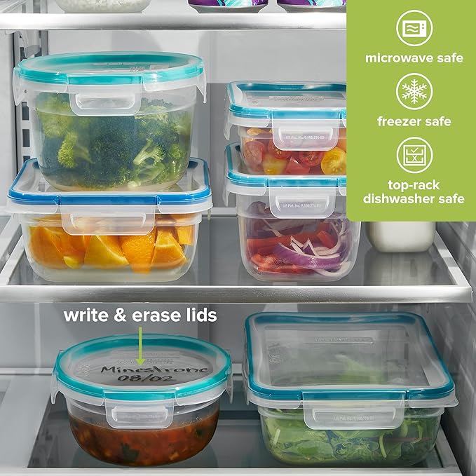 Snapware Plastic Total Solution 2-Pack (3-Cup) Food Storage Containers Set, Leakproof & Airtight Plastic Locking Lids Containers, Non-Toxic BPA-Free Lids, Microwave Dishwasher Freezer Safe