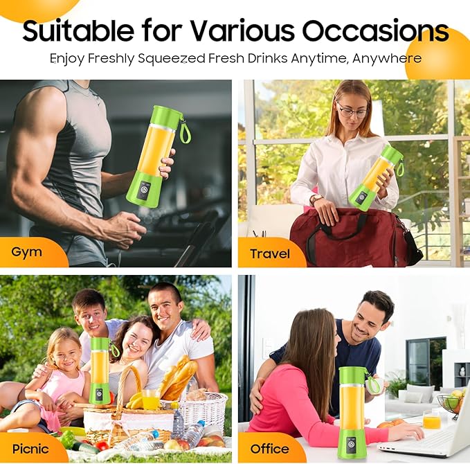 Personal Blender for Shakes and Smoothies - 2026 New Upgrade Cordless Portable Blender USB Rechargeable, 380Ml BAP Free Cup, Freshly Squeezed for Picnic/Sports, 20000Rpm/Min Speed