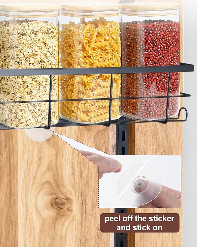 9-Tier Over The Door Pantry Organizer, Adjustable Metal Hanging Spice Rack for Kitchen, Bathroom & Bedroom Storage, Heavy-Duty Alloy Door Rack Organizer with 3 Basket Sizes, 9 Baskets