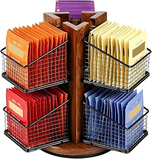 Carousel Tea Bag Organizer for Counter with 6 Removable Tea Baskets