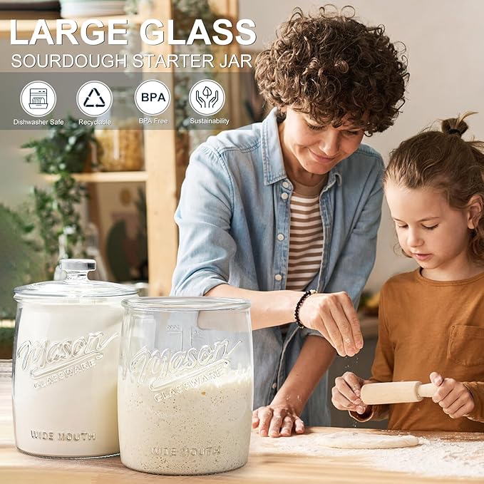 1 Gallon Glass Cookie Jar with Airtight Lid, Wide Mouth Mason Jar for Pantry & Laundry Room Organization, Large Apothecary Jars for Sugar, Candy, Rice, Dog Treat & Food Storage Jar– Set of 1