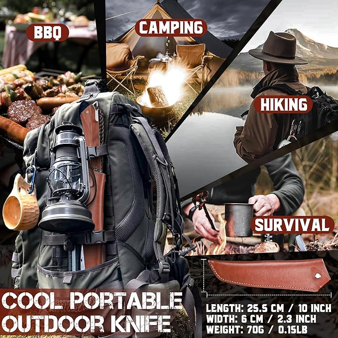 ROCOCO Butcher Meat Cleaver Knife - Boning Knife with Sheath for Kitchen Camping BBQ Birthday Thanksgiving 8.8"