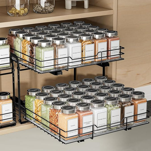 2-Tier Pull Out Spice Rack, Spice Rack Organizer