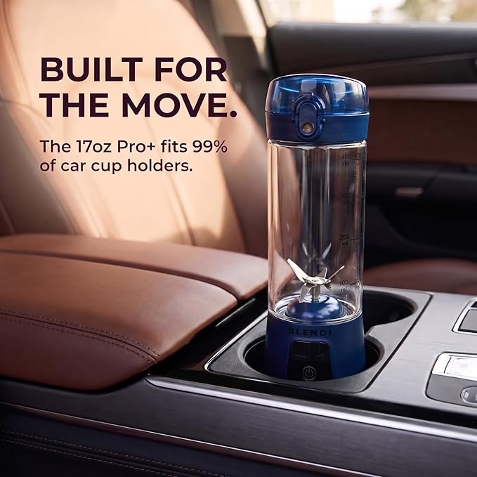 BLENDi Pro+ Portable Blender (17.5oz, Navy Blue) – Powerful Ice Crushing 120W Motor, USB-C Rechargeable, Cordless Personal Blender Smoothies & Shakes – BPA-Free, Self-Cleaning, Travel-Friendly