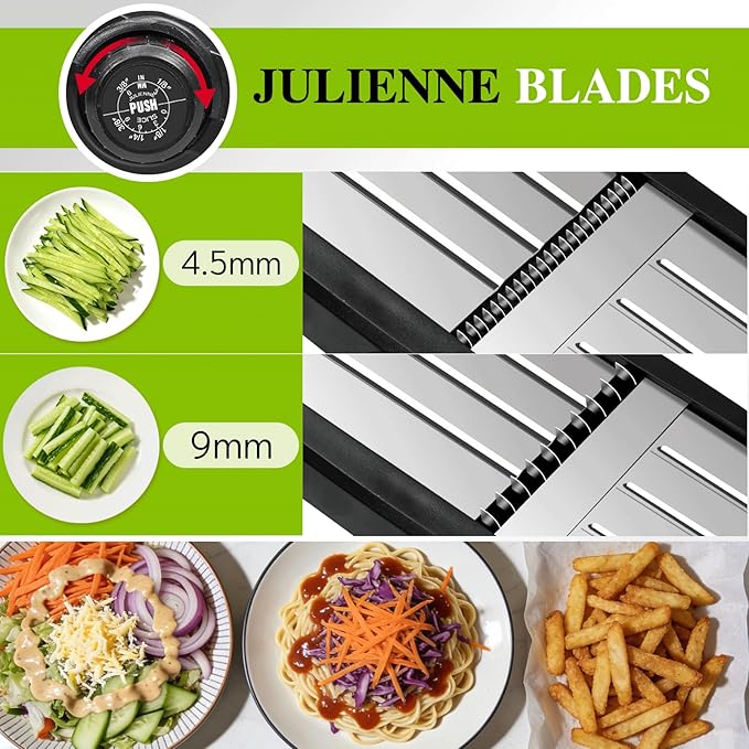 MASTERTOP Mandoline Slicer, 5 in 1 Mandoline Food Slicer for Kitchen,Stainless Steel Mini Vegetable Slicer with Safety Glove & Cleaning Brush,Adjustable Vegetable Chopper for Potatoes