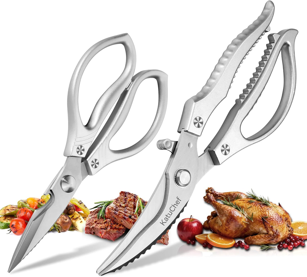 Kitchen Scissors for Food All Purpose: 2-Pack Kitchen Shears Heavy Duty