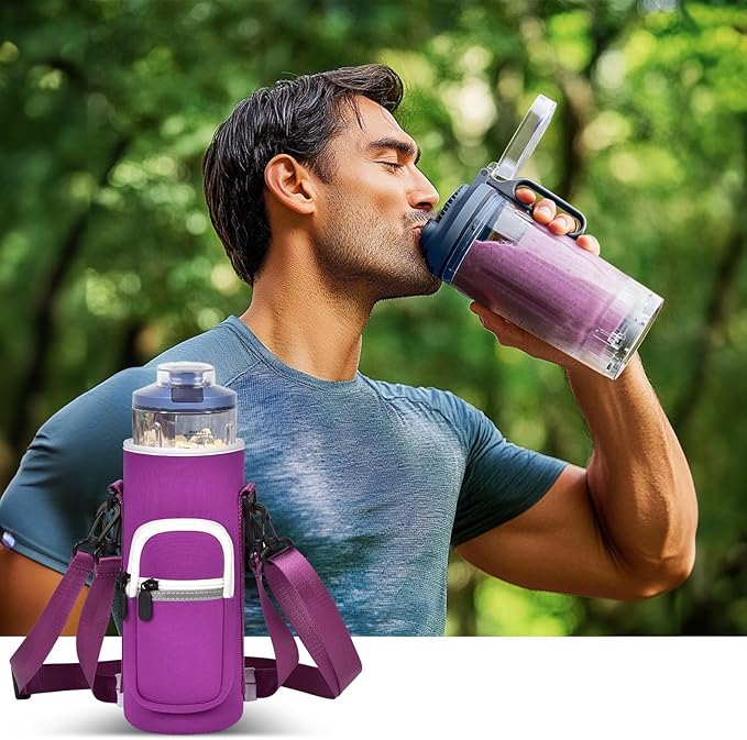 SAIKA Personal Blender Bag for Ninja Blast Max BC251/ BC151, Portable Cordless Blender Carrying Case with Reflective Strip, Shoulder Strap, Handle and Accessories Pocket (Cover Only) (Purple)