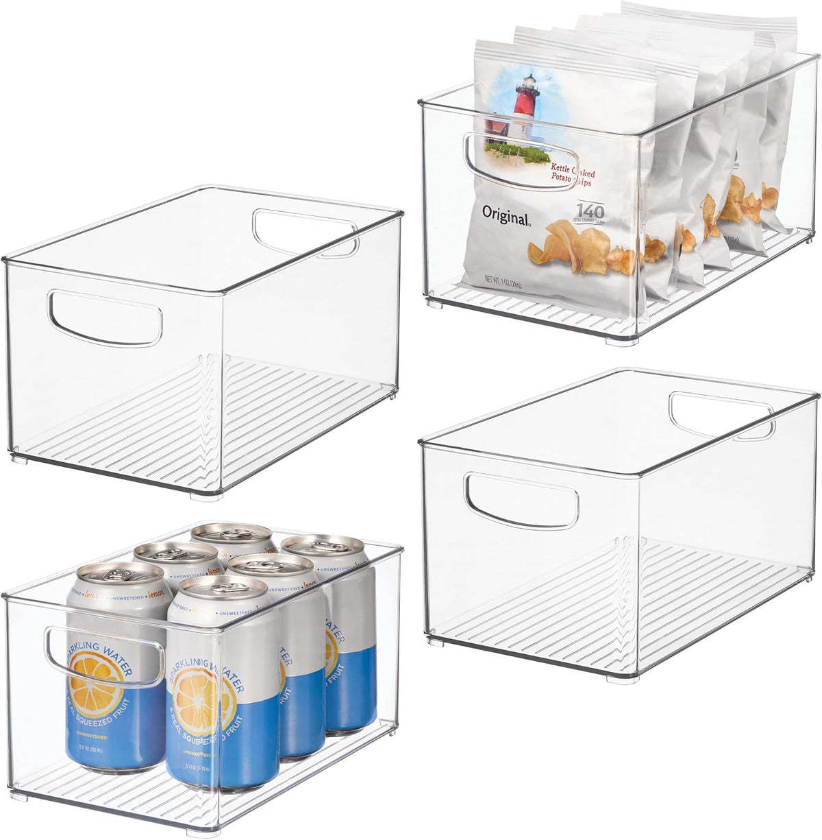 Stackable Clear Plastic Bin, 4-Pack