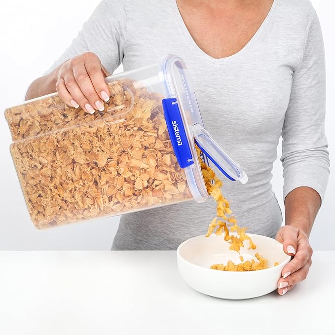 Sistema KLIP IT+ 4.2L Cereal Storage Container, Stackable & Airtight Food Pantry Storage, Dishwasher, Freezer, & Microwave-Safe, BPA-Free