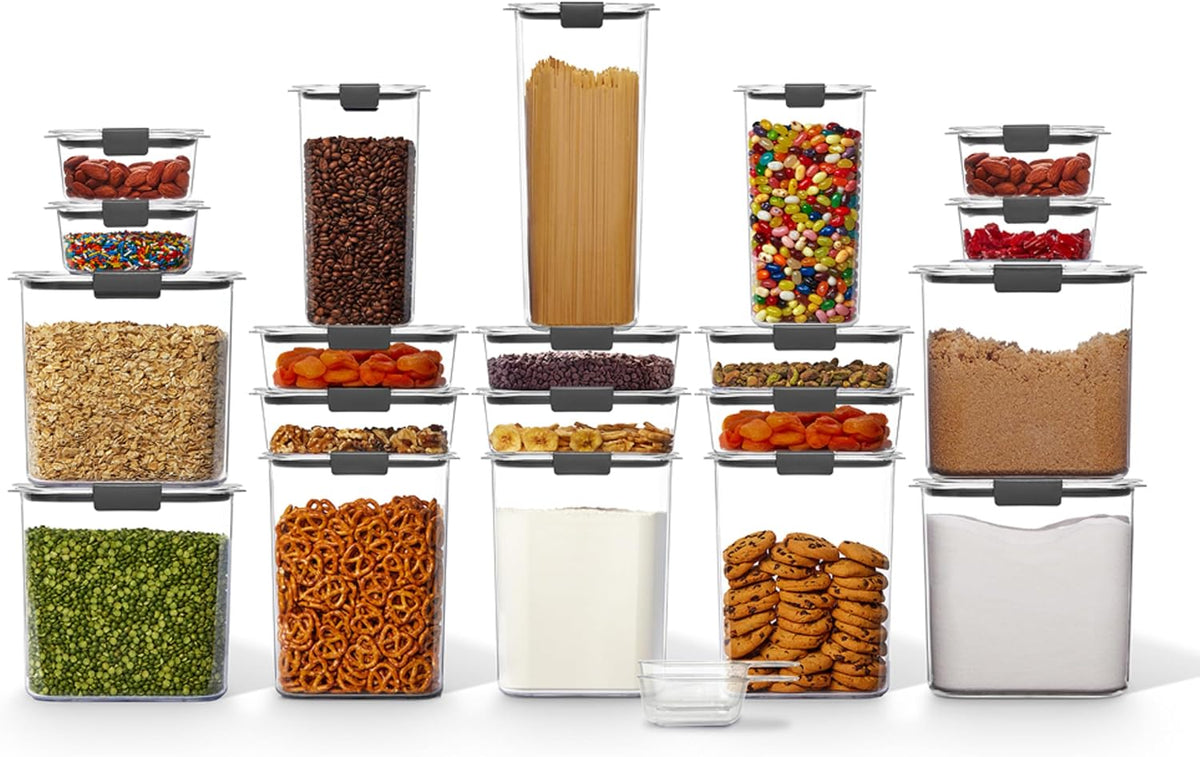 Brilliance BPA-Free Airtight Food Storage Containers with Lids Set of 20 with Scoops Perfect for Kitchen and Pantry Organization