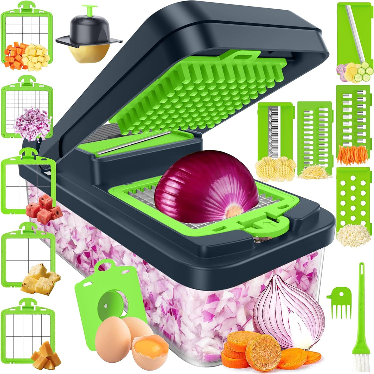 15-in-1 Vegetable Chopper, Food Veggie Chopper With Container