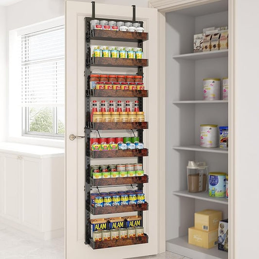 BUKFEN 8-Tier Over the Door Pantry Organizer, 2-in-1 Door Hanging or Wall Mounted Spice Rack