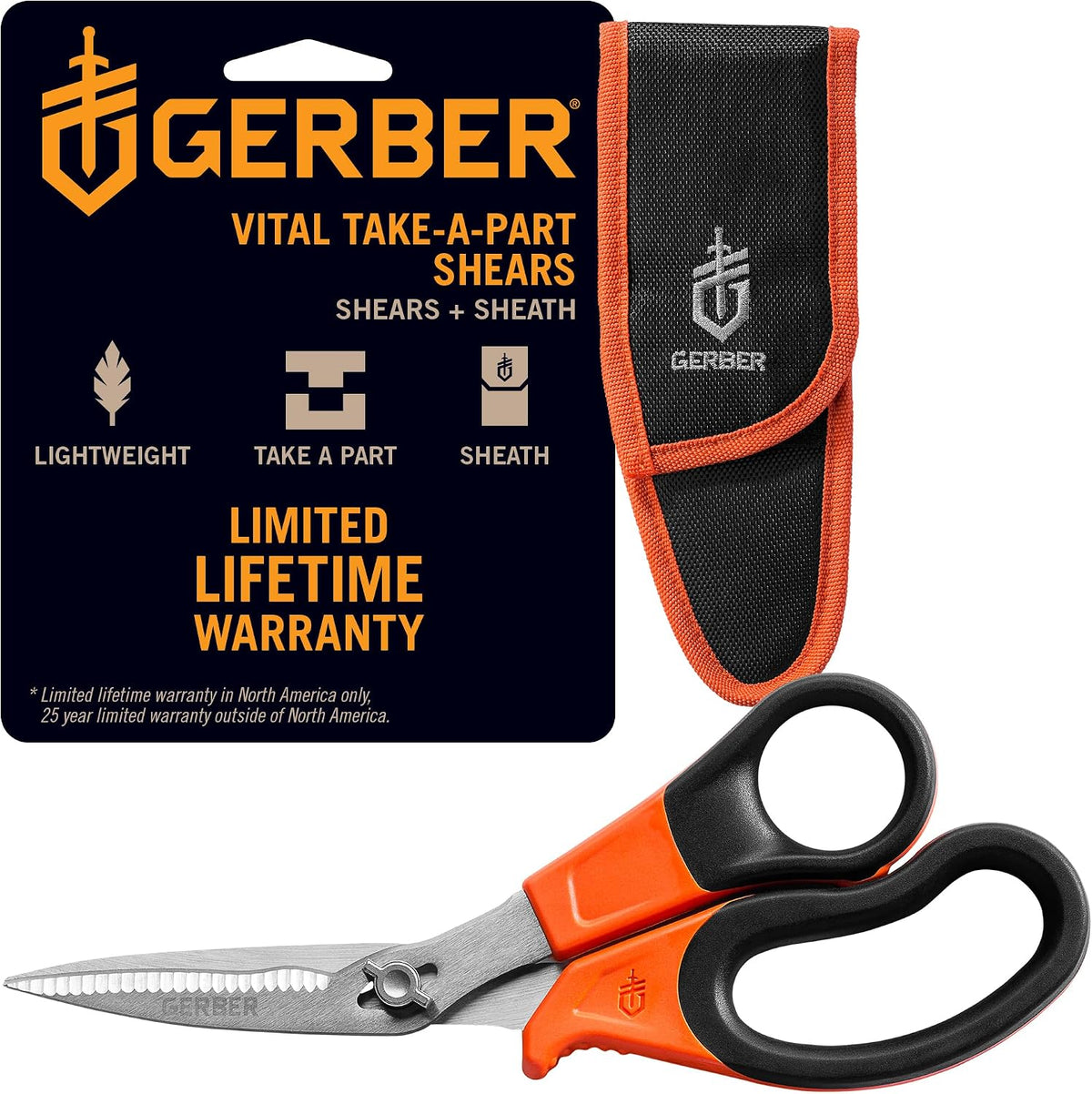 Vital Take-Apart Poultry Kitchen & Hunting Shears, Serrated, Orange