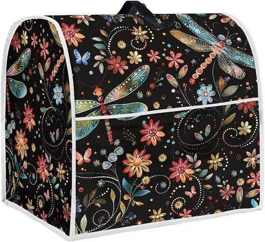 Dragonfly Mixer Cover | Easy-to-Clean Dust Protector with Handle & Pockets | 4.5-5 Quart Kitchen Appliance Protector for Home Decor
