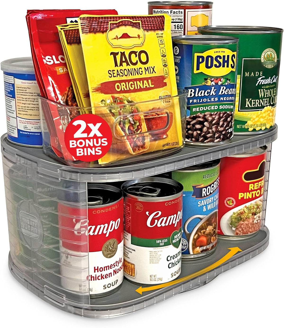 2-Tier Lazy Susan Organizer for Cabinet, Steel Reinforced
