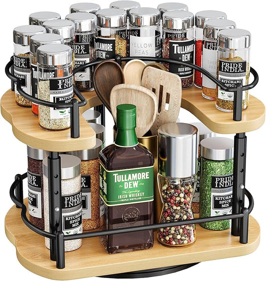 Lazy Susan Organizer Spice Rack, Natural, 12 Inch
