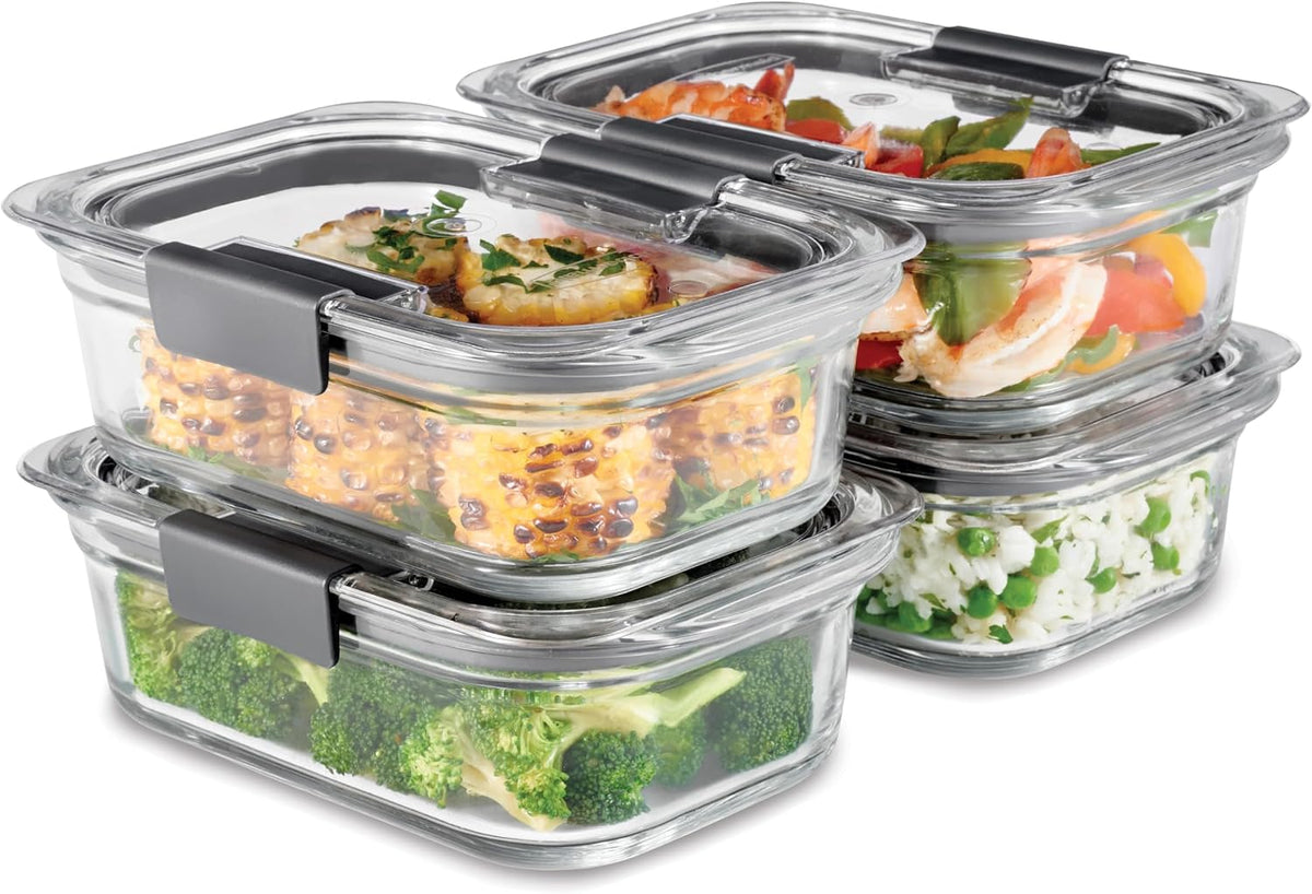 Brilliance Glass Food Storage Containers, 3.2 Cup, Set of 4, BPA-Free, Leak-Proof, Clear