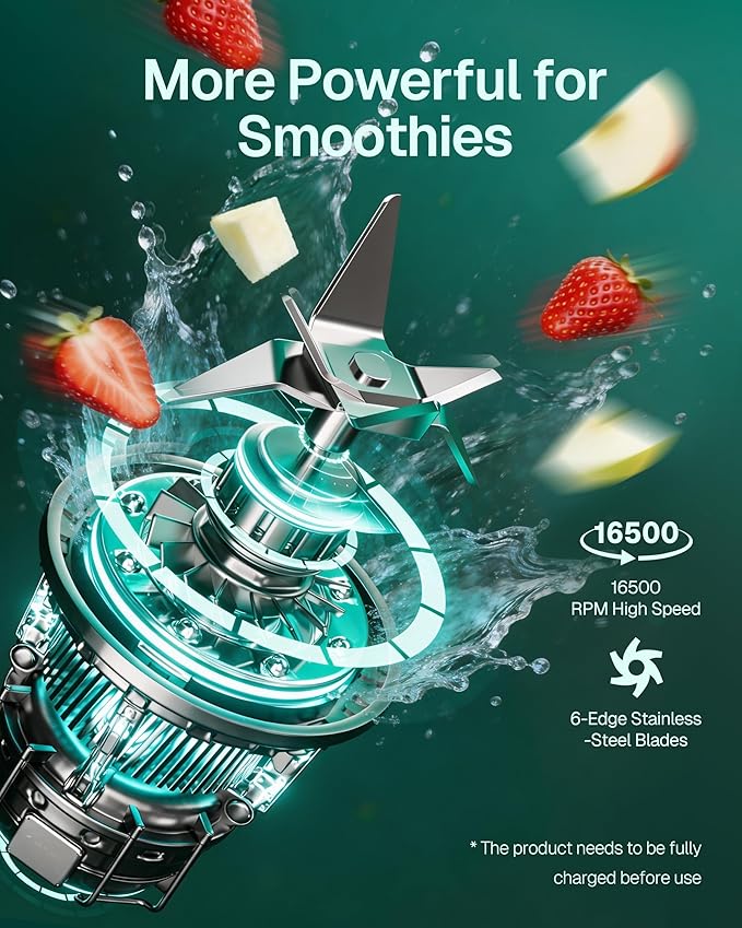 Behome Portable Blender Smoothies and Shakes, Personal Juicer 14 OZ BPA Free Portable Cups, USB-C Rechargeable, Dishwasher Safe Parts - Mini Small Blenders Cup Fits Home, Office, Gym, Travel