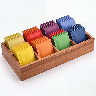 Acacia Wood Tea Bag Organizer with 8 Slots, Tea Bag Holder for Countertop