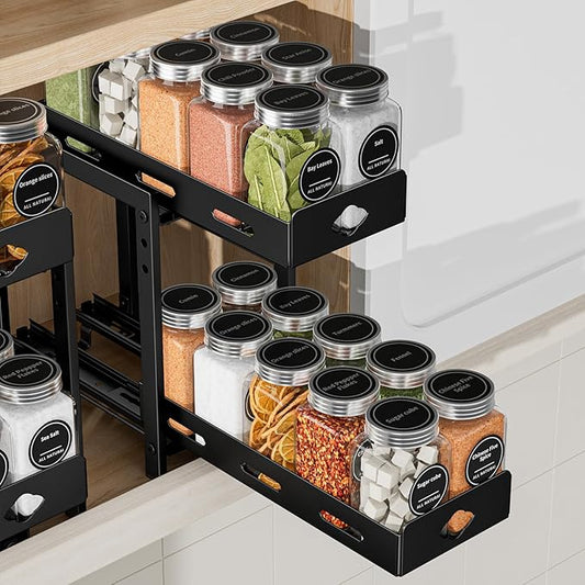 Pull Out Spice Rack Organizer, 2-Tier Vertical Spice Rack
