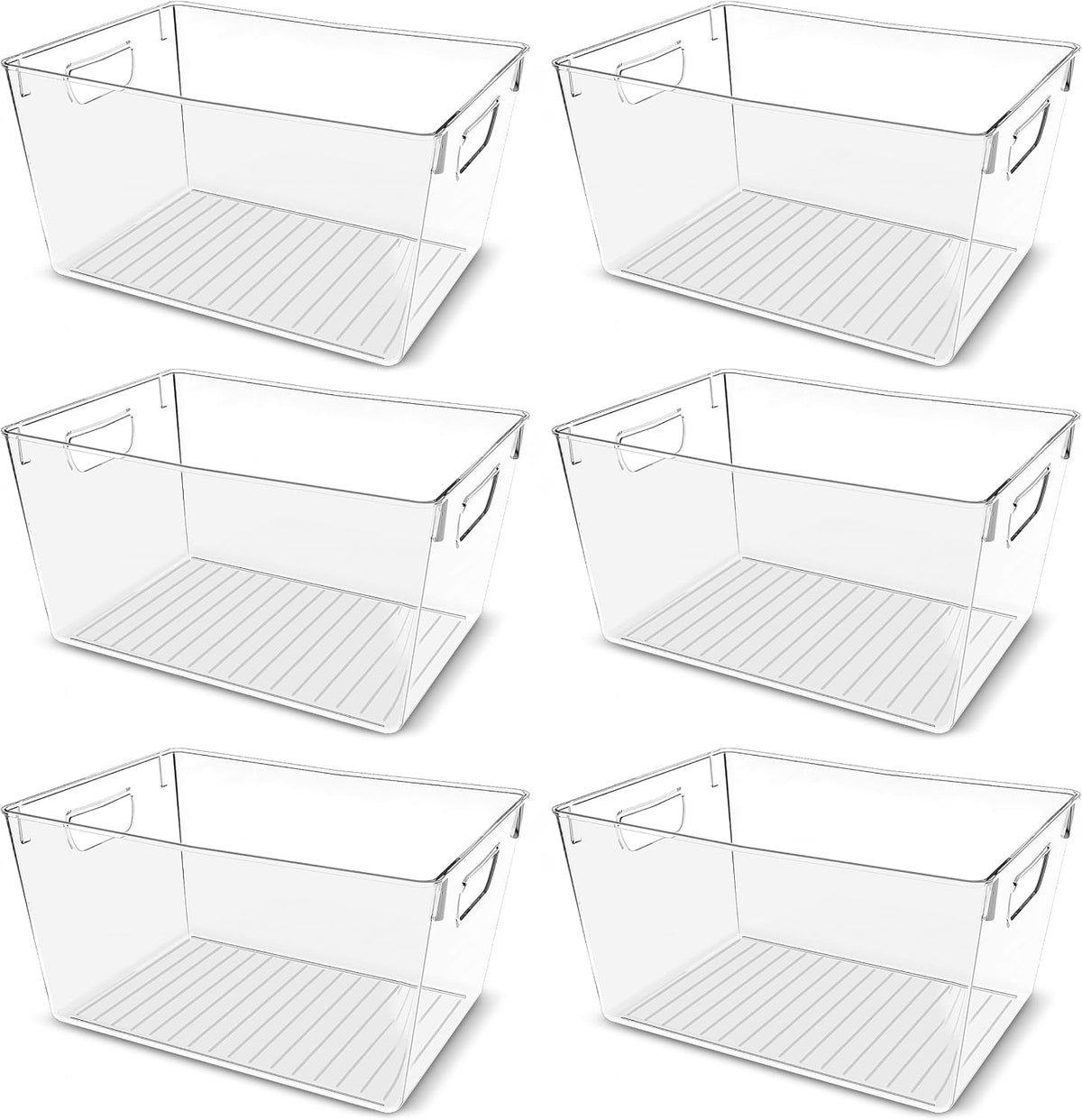 Pantry Organizers and Storage Bins, 6 Pack, Large, Clear
