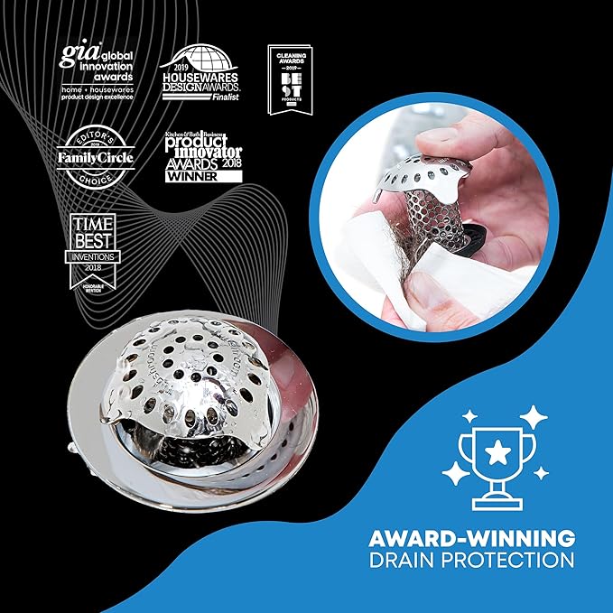 TubShroom Ultra Revolutionary Bath Tub Drain Protector Hair Catcher/Strainer/Snare, Stainless Steel, Stainless Combo