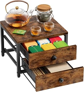 Tea Bag Organizer and Storage with 2 Drawers for Countertop