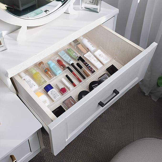 Spice Drawer Organizer, 8 Pcs Clear Acrylic Drawer Seasoning Organizer, Expandable From 11'' to 22'' Kitchen Spice Rack for Drawer, Ideal for Kitchen Spice Organization (Jars not included)