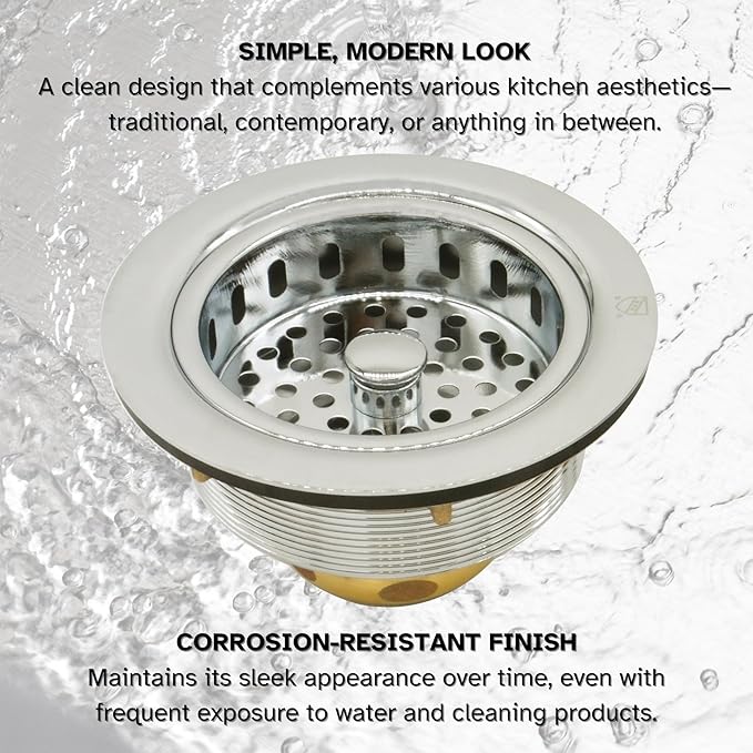 Westbrass D2145-05 3-1/2" Post Style Large Kitchen Sink Basket Strainer, Polished Nickel (2-Pack)