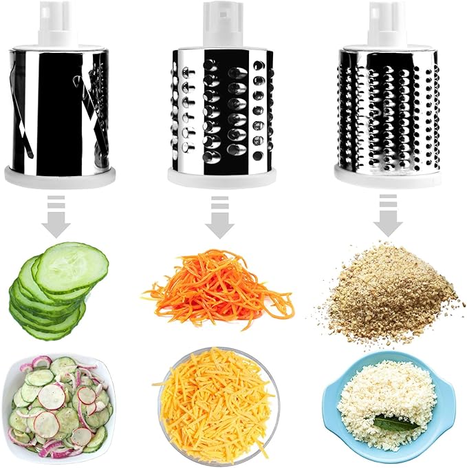 Round Mandoline Drum Slicer Rotary Cheese Grater Veggie Slicer Vegetable Carrot Shredder Nut Chopper Blue