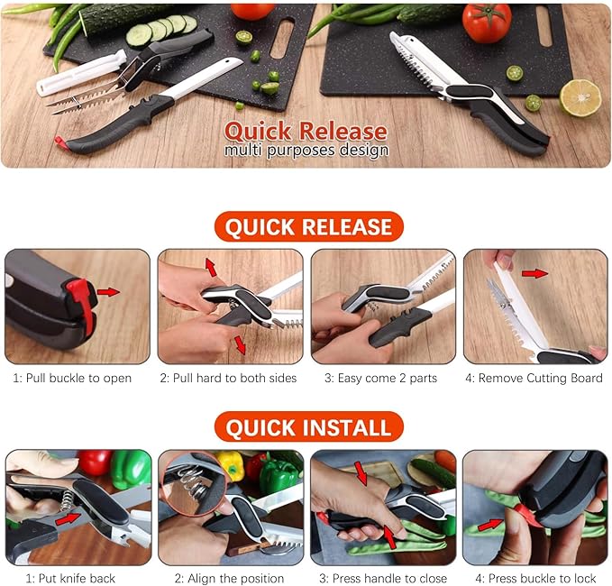 Vegetable Slicer Cutter Kitchen Cutting Board Scissors Knife Comb for Food,Veggie,Fruit,Meat,Salad,Carrot,Potato,Tomato,Melons,Easy Use and Dishwasher Safe Tomato Knife